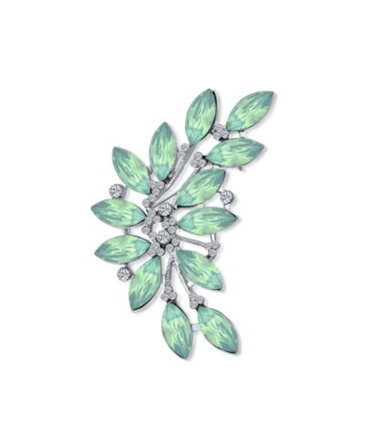 Bling Jewelry Fashion Marquise Crystal Leaf Brooch Pin Mother Plated Brass