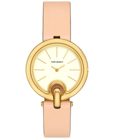 Tory Burch Women's The Pierced Brown Leather Strap Watch 36mm