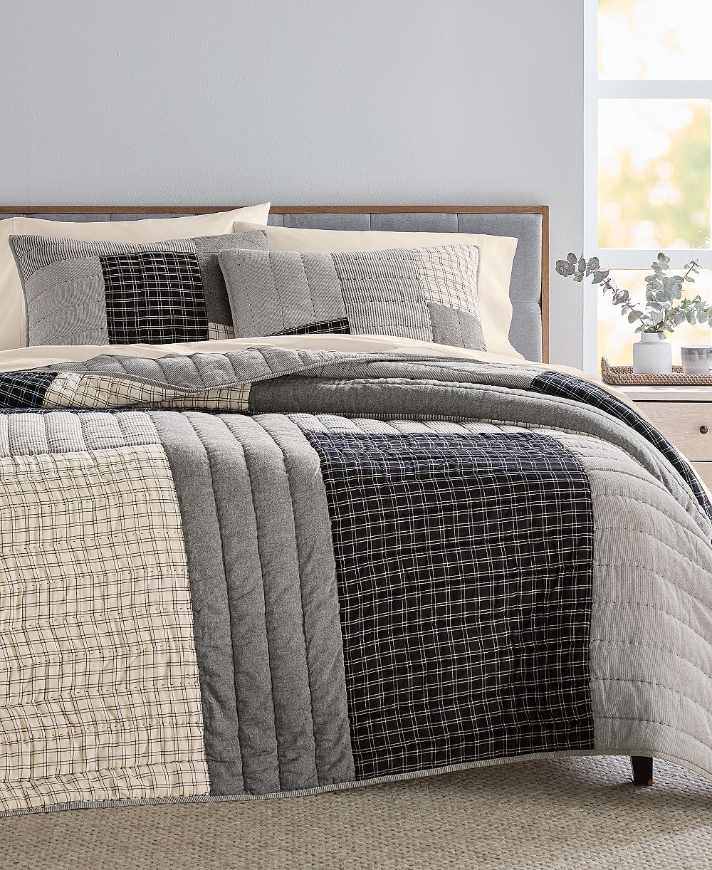 Oake Striped & Stitched 3-Pc. Quilt Set, Full/Queen, Exclusively at Macy's