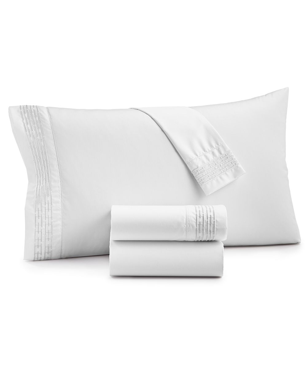 Hotel Collection Chain Links Embroidered 500 Thread Count Pima Cotton Flat Sheet, Queen, Exclusively at Macy's