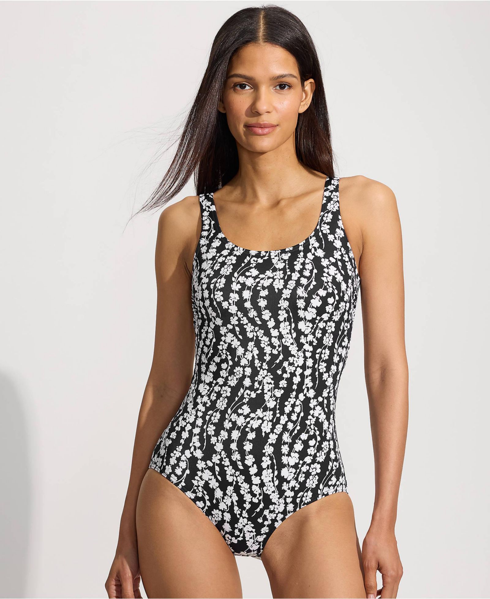 Lands' End Petite Tugless Low Leg One Piece Swimsuit