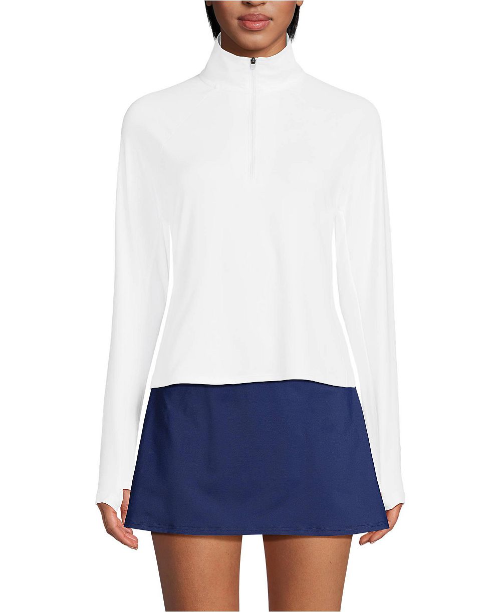 Lands' End Женский Long Torso SunShade UPF 50 Quarter Zip Rash Guard
