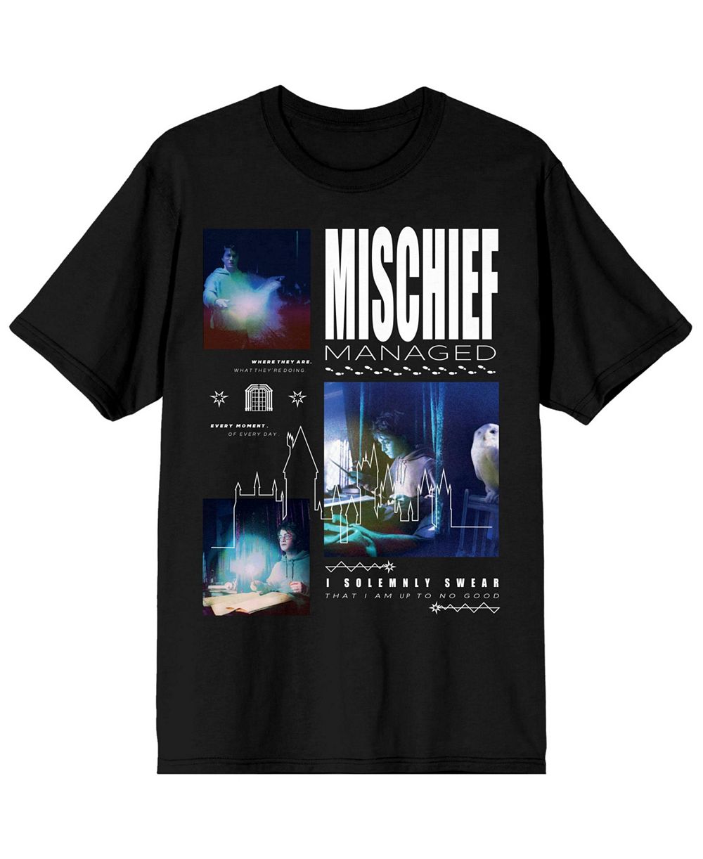 Футболка Harry Potter Big & Tall Hedwig Mischief Managed Black Graphic Tee Shirt-4XL