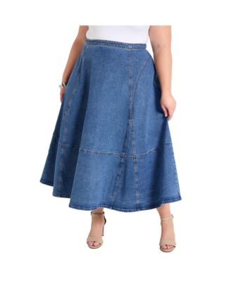 Юбка миди June & Vie Women's Fit-And-Flare Stretch Denim