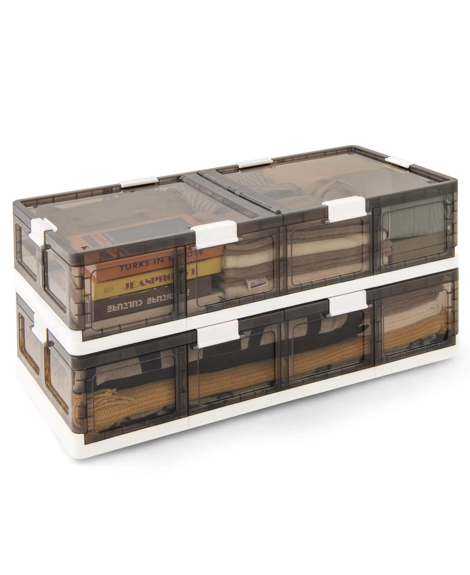 Costway 4 Pack 26.5 Gal Under Bed Storage Containers with Wheels Double Opening Lids