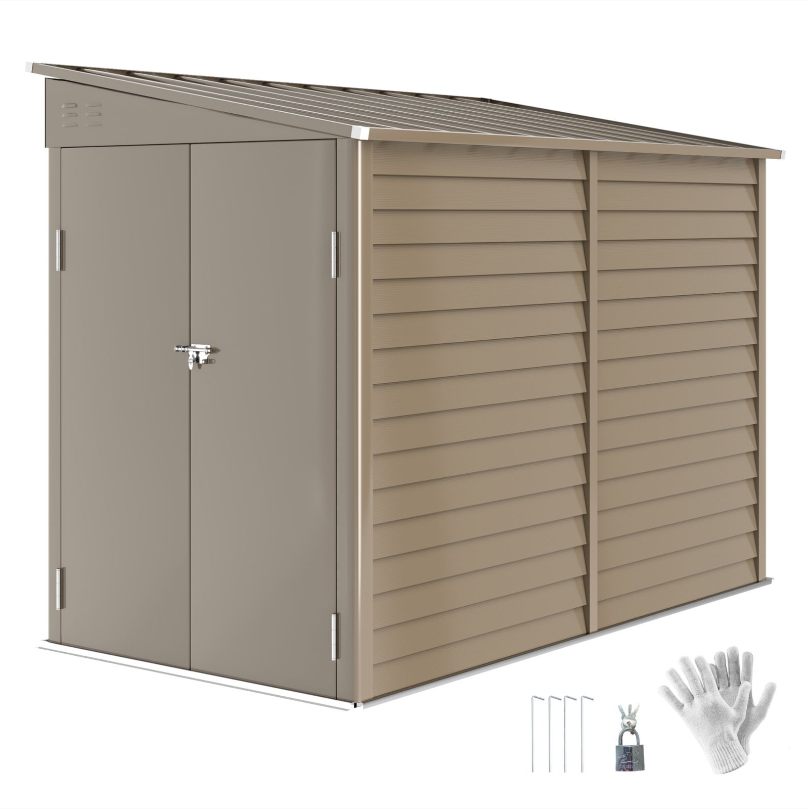 Outsunny 4.6' x 9' Metal Outdoor Storage Shed with Lockable Doors