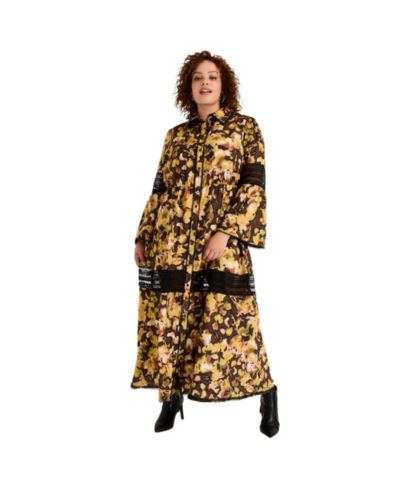 June & Vie Women's June and Vie Lace-Panelled Midi Shirt Dress