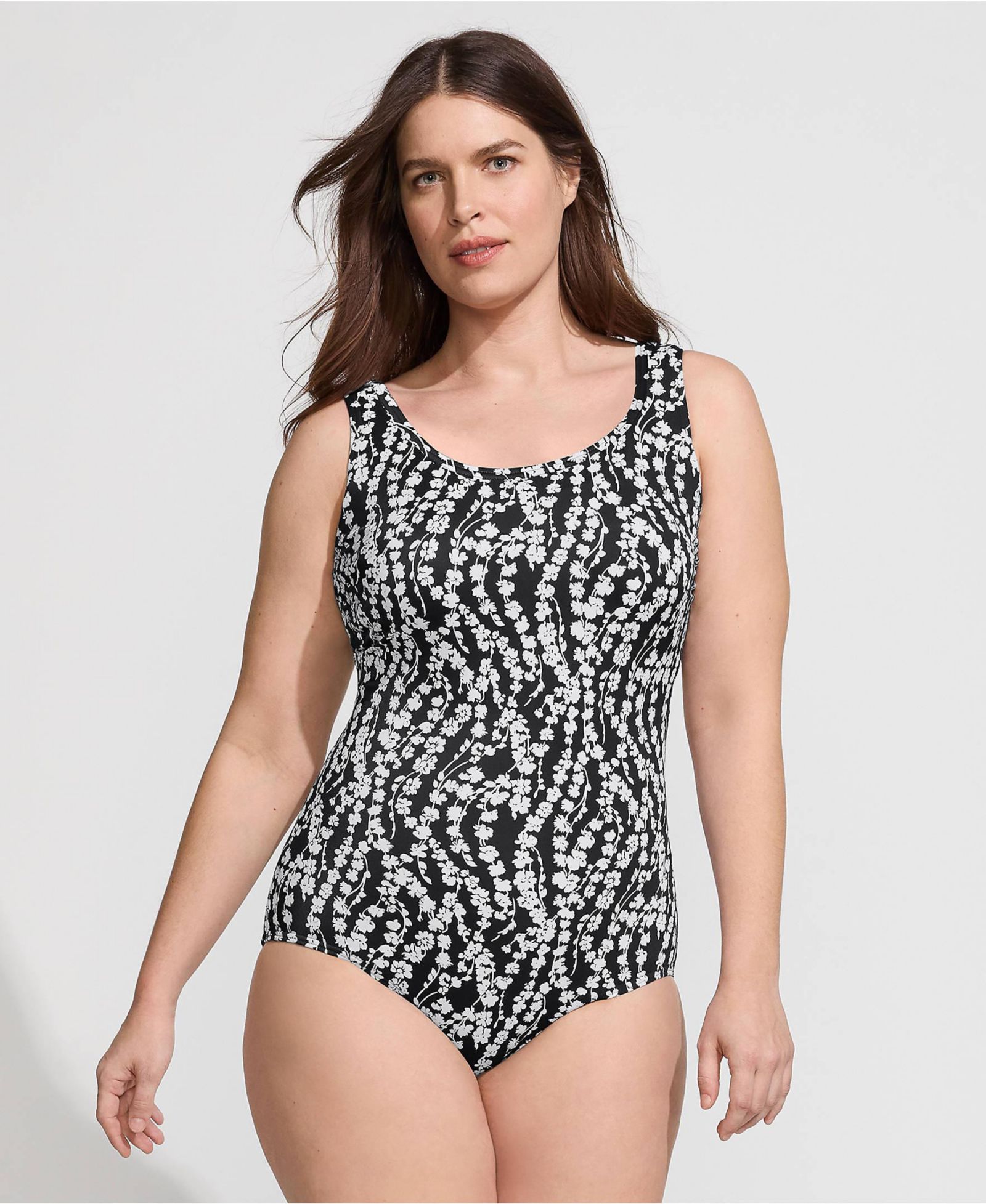 Lands' End Plus Size Tugless Low Leg One Piece Swimsuit