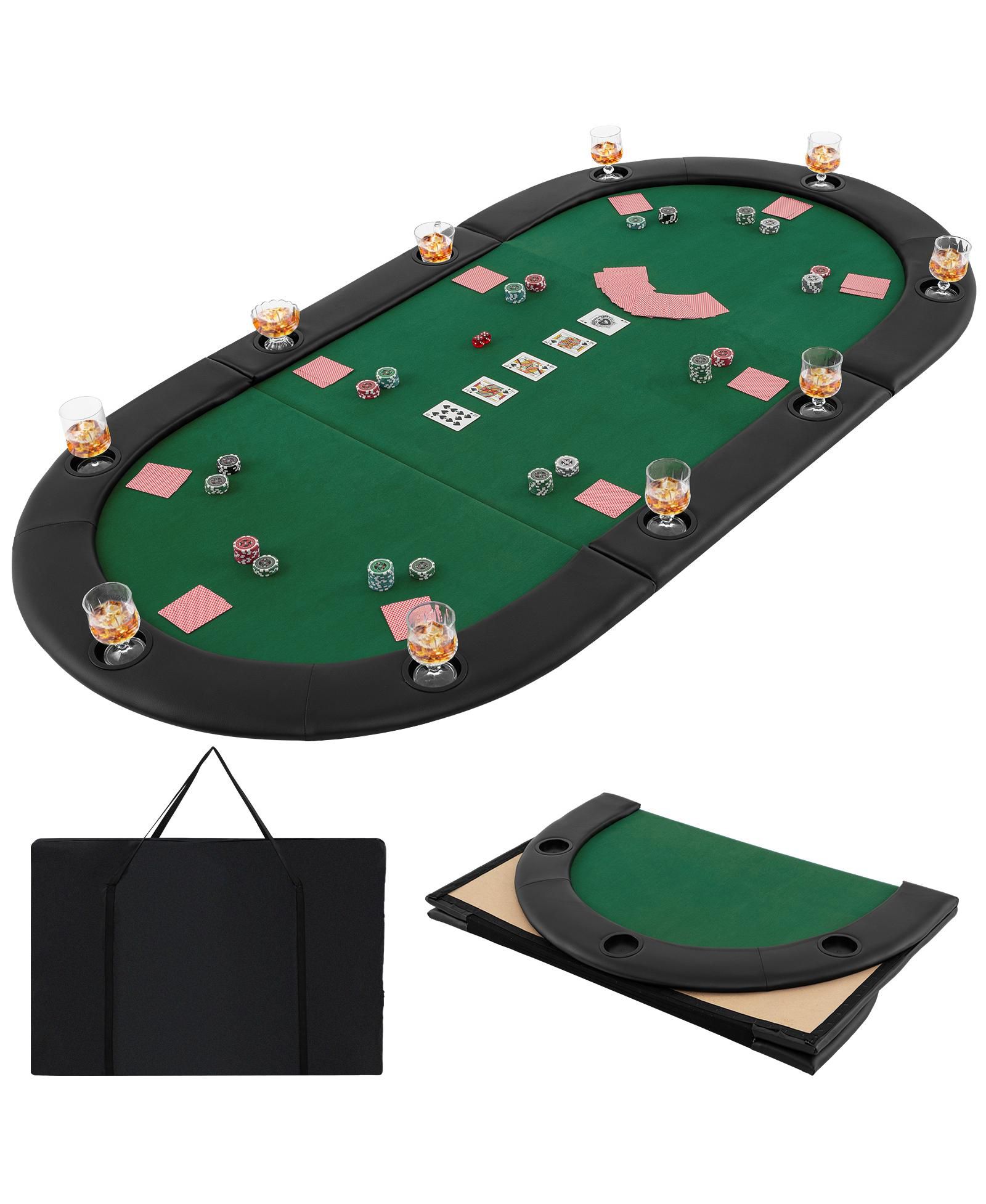 84 Inch Foldable Poker Table Top with Padded Surface for 10 Players