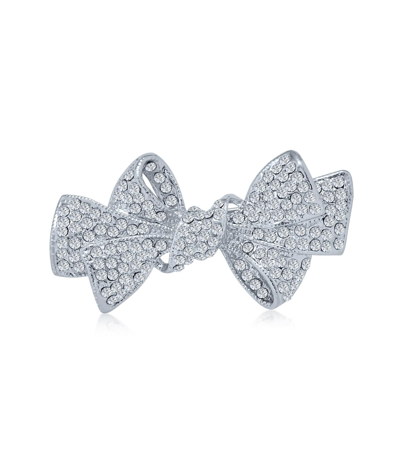 Bling Jewelry Victorian Style Statement Crystal Fashion Bow Brooch Pin Silver Plated