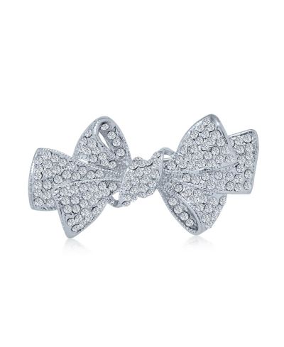 Bling Jewelry Victorian Style Statement Crystal Fashion Bow Brooch Pin Silver Plated
