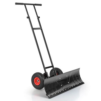 36" Snow Shovel Pusher with 10" Inflatable Wheels Adjustable Handle