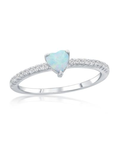 Кольцо из Sterling Silver с белым синтетическим опалом и CZ