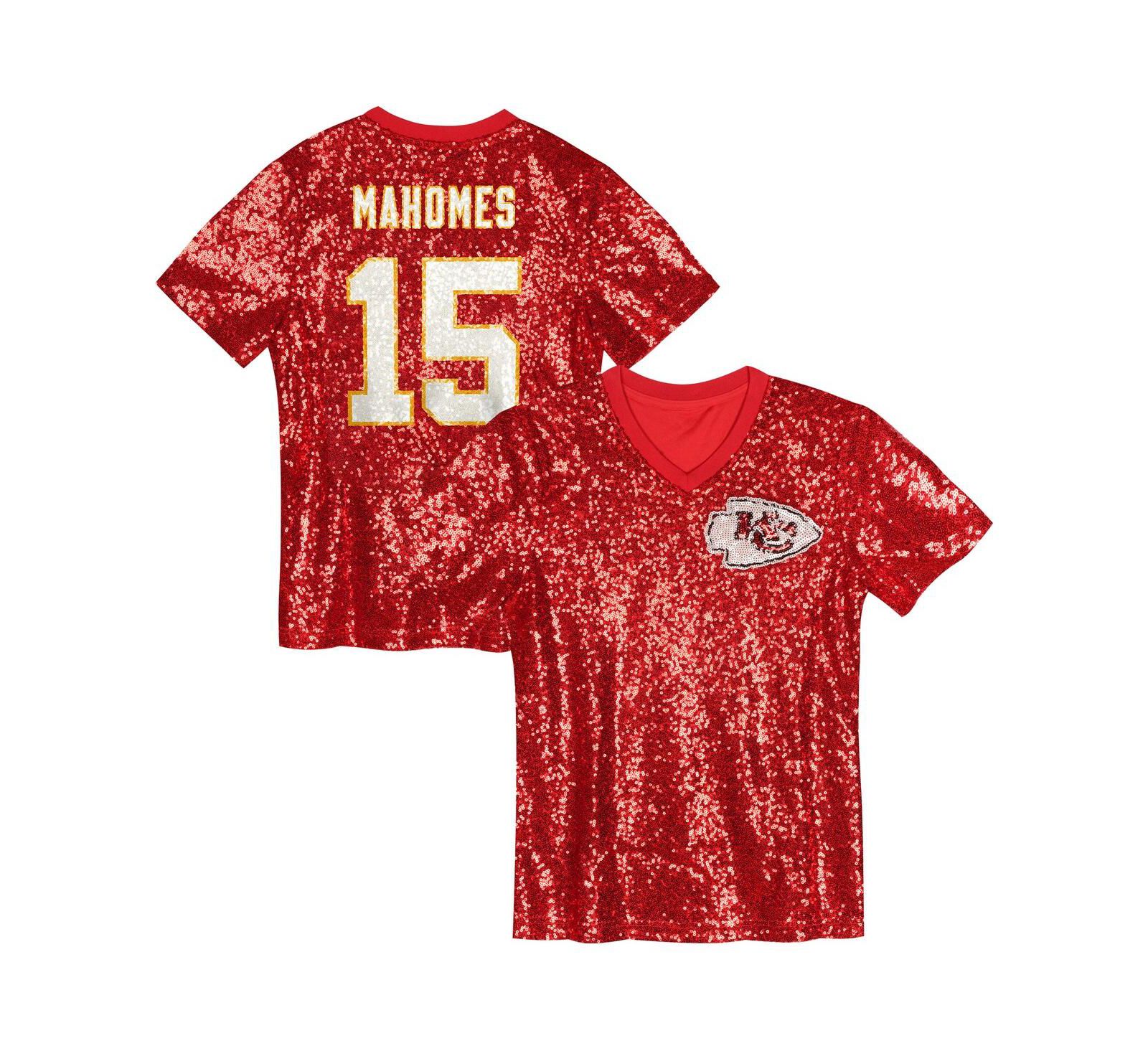 Детская спортивная джерси Outerstuff Patrick Mahomes Red Kansas City Chiefs Sequin V-Neck