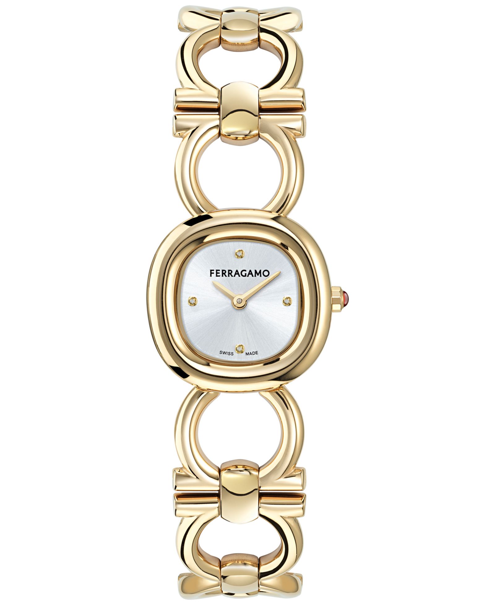 Женские наручные часы Ferragamo Swiss Double Gancini с золотым напылением, 25mm