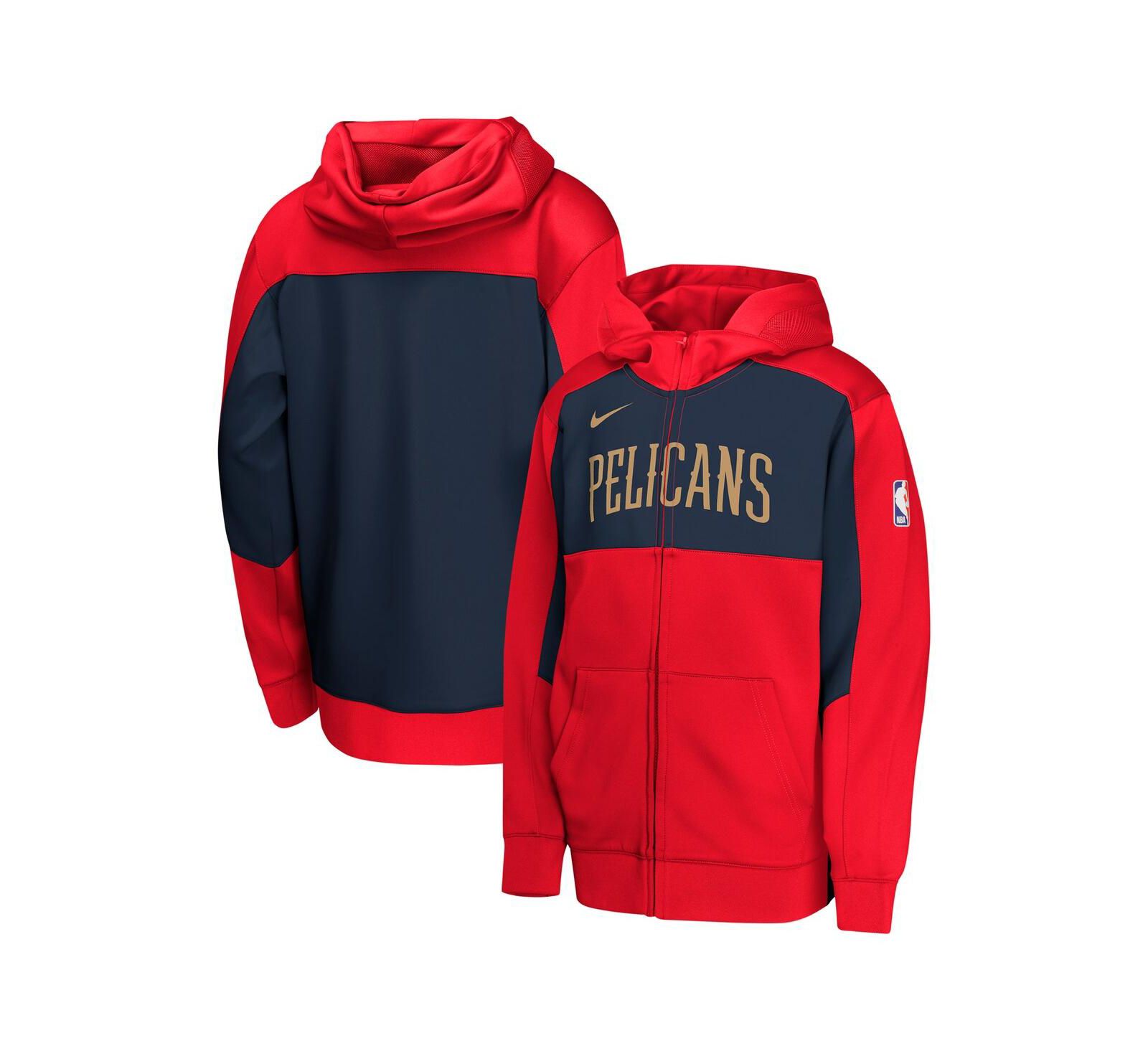 Nike детская толстовка на молнии Showtime Performance, красно-синяя, New Orleans Pelicans