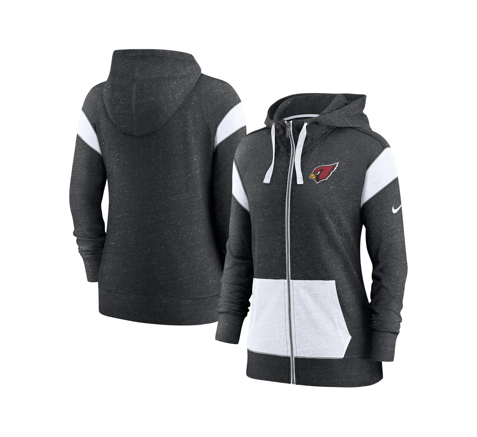 Женское легкое худи Nike Heather Black/White Arizona Cardinals Monaco Full-Zip