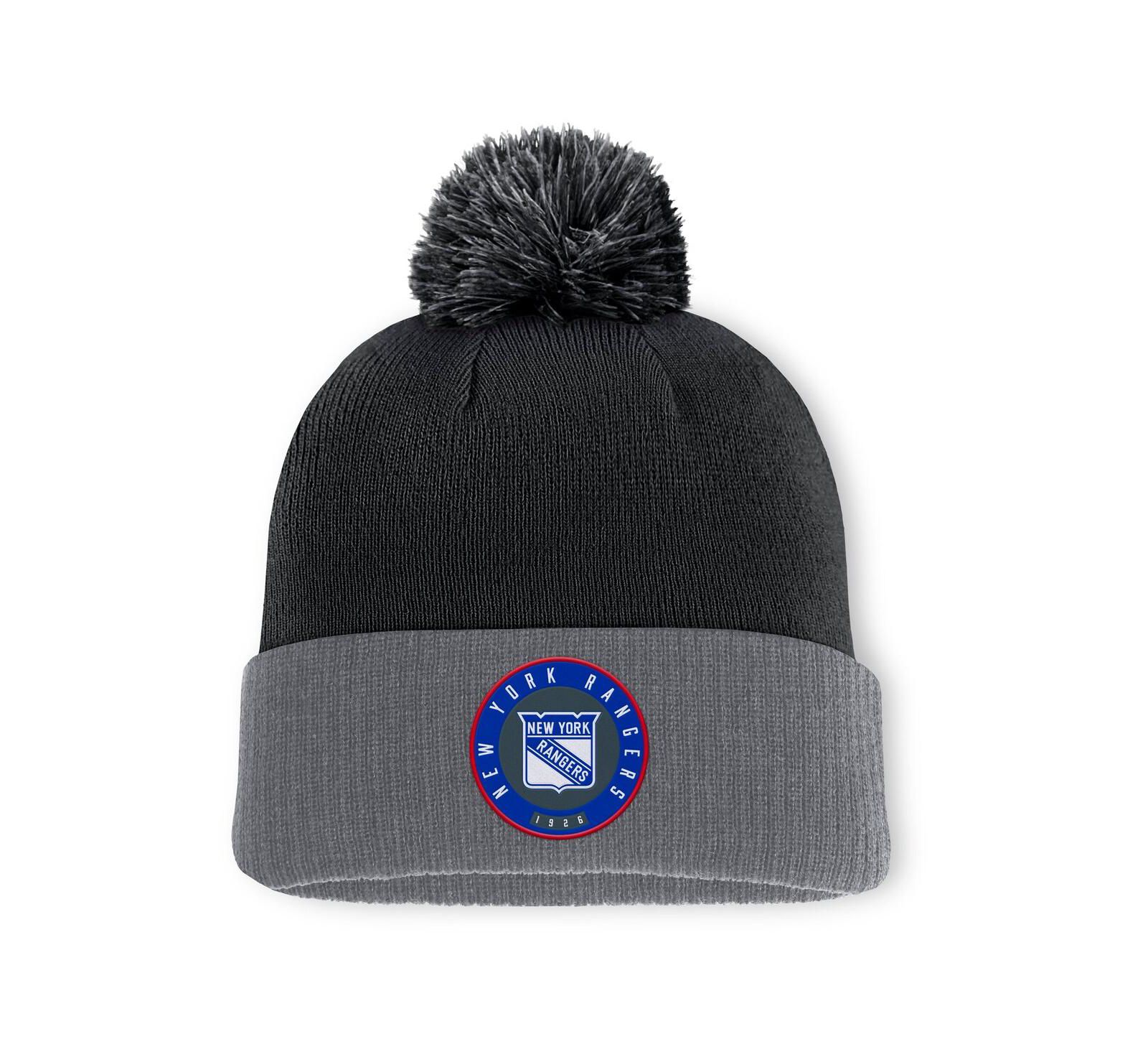 Fanatics Men's Black New York Rangers Cuffed Knit Hat with Pom
