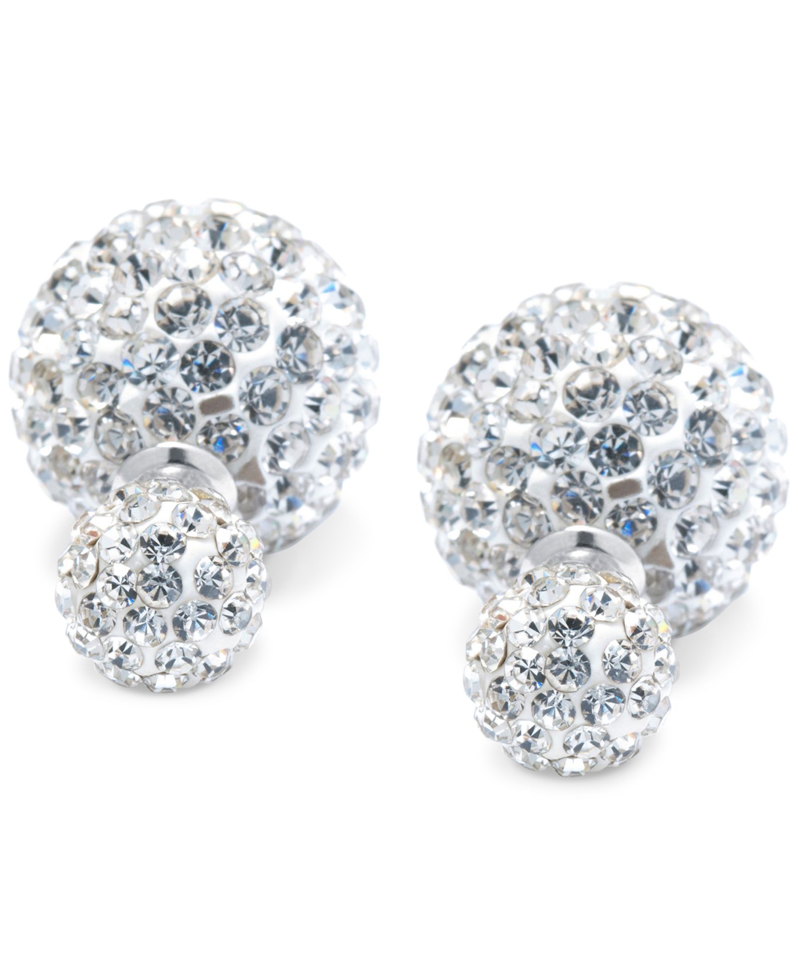 Серьги-гвоздики Macy's Crystal Sphere Reversible Stud Earrings в Sterling Silver