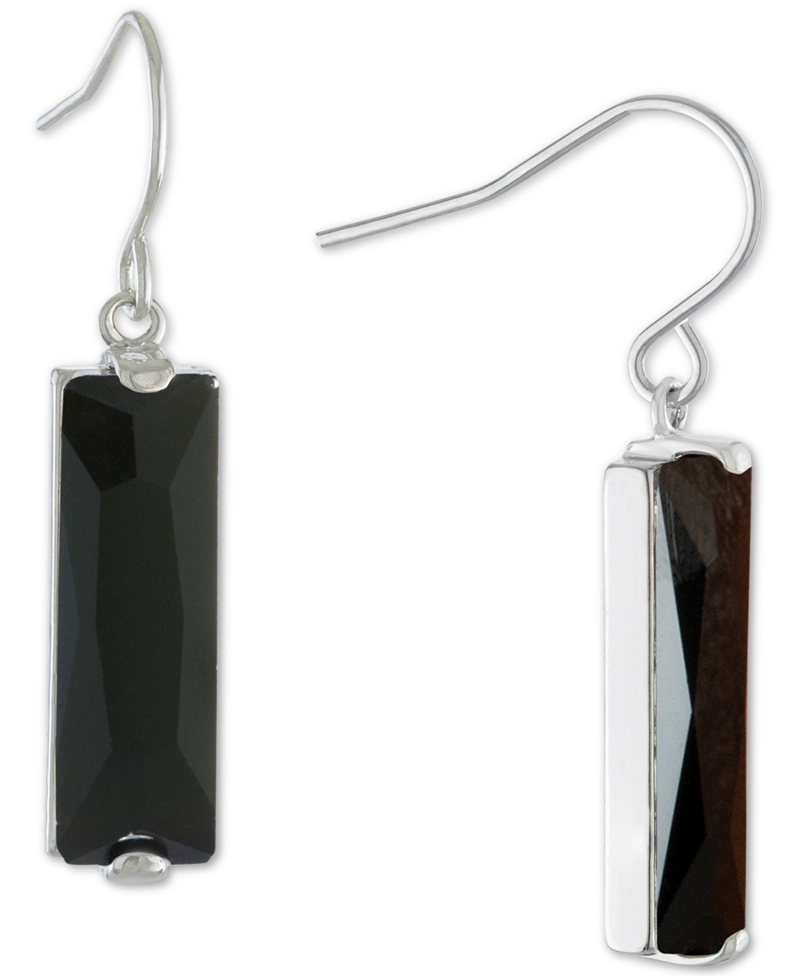 Color Crystal Rectangle Drop Earrings in Sterling Silver