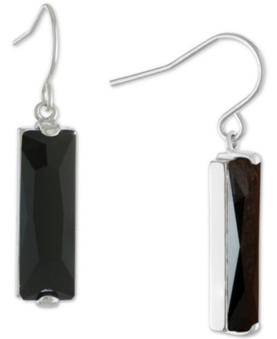Серьги-подвески с прямоугольными кристаллами в серебре Sterling Silver
