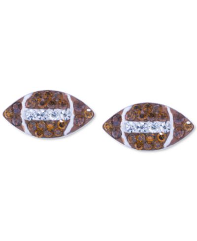 Серьги-гвоздики Crystal Pavé в виде футбольного мяча, серебро 925 пробы