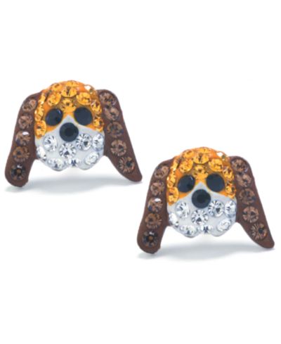 Серьги-гвоздики Multicolor Crystal Pavé Dog Head в стерлинговом серебре