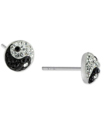 Серьги-гвоздики из стерлингового серебра с кристаллами Pavé Yin Yang