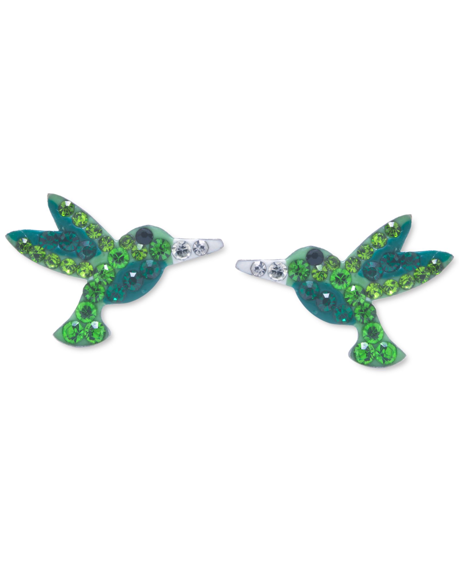 Crystal Multicolor Pavé Hummingbird Stud Earrings in Sterling Silver