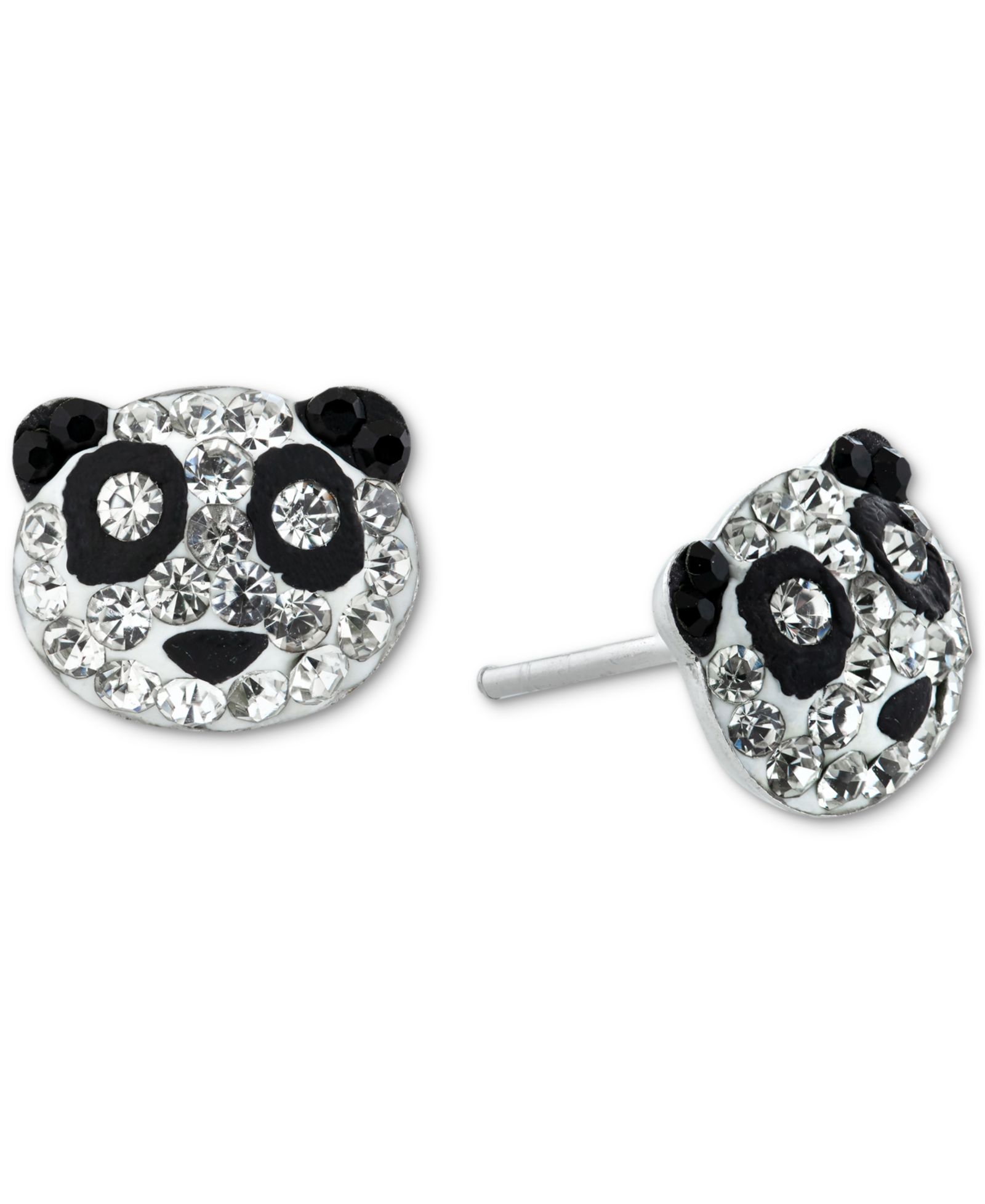 Crystal Pavé Panda Head Stud Earrings in Sterling Silver, Exclusively at Macy's
