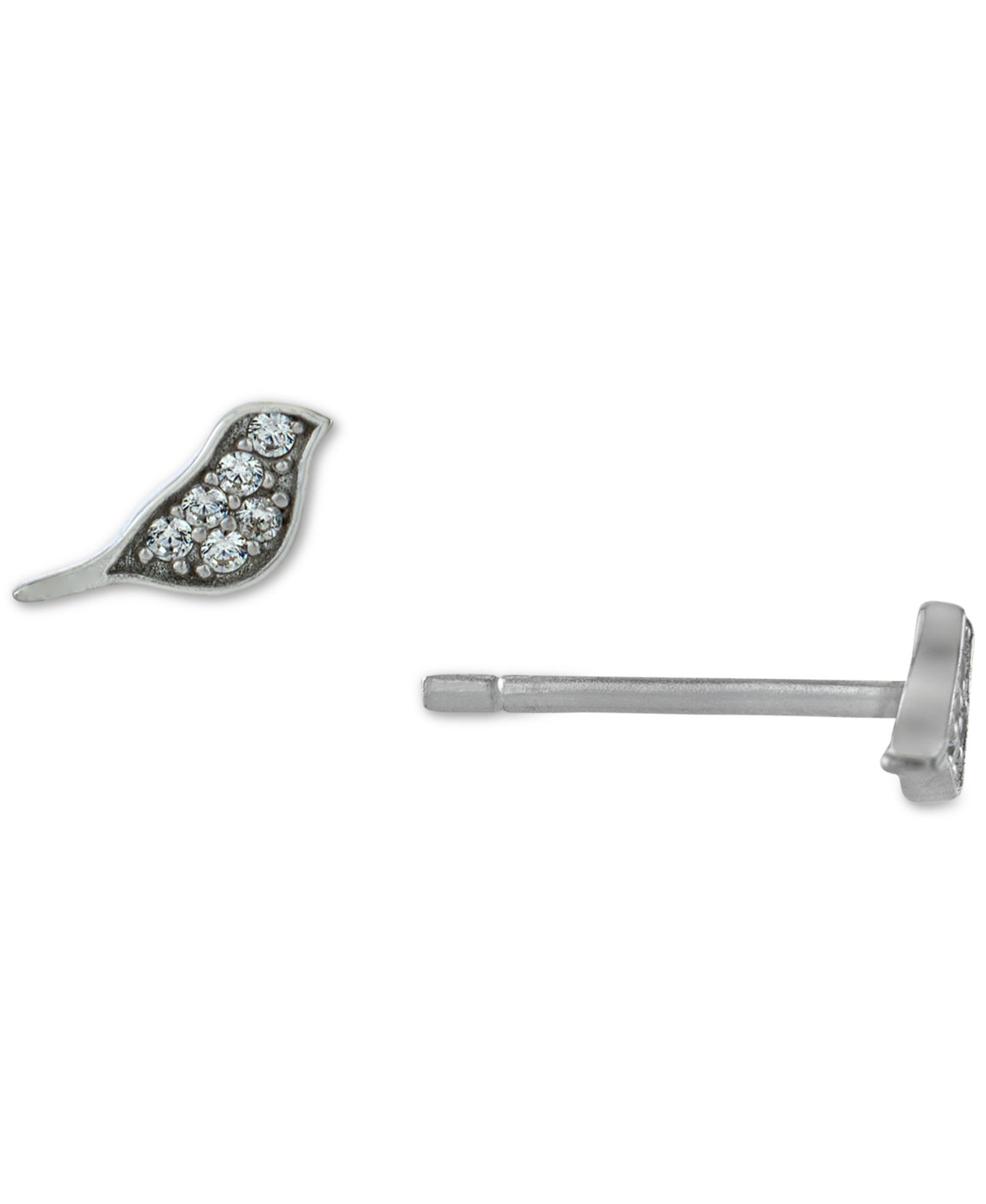 Pavé Tiny Bird Stud Earrings in Sterling Silver