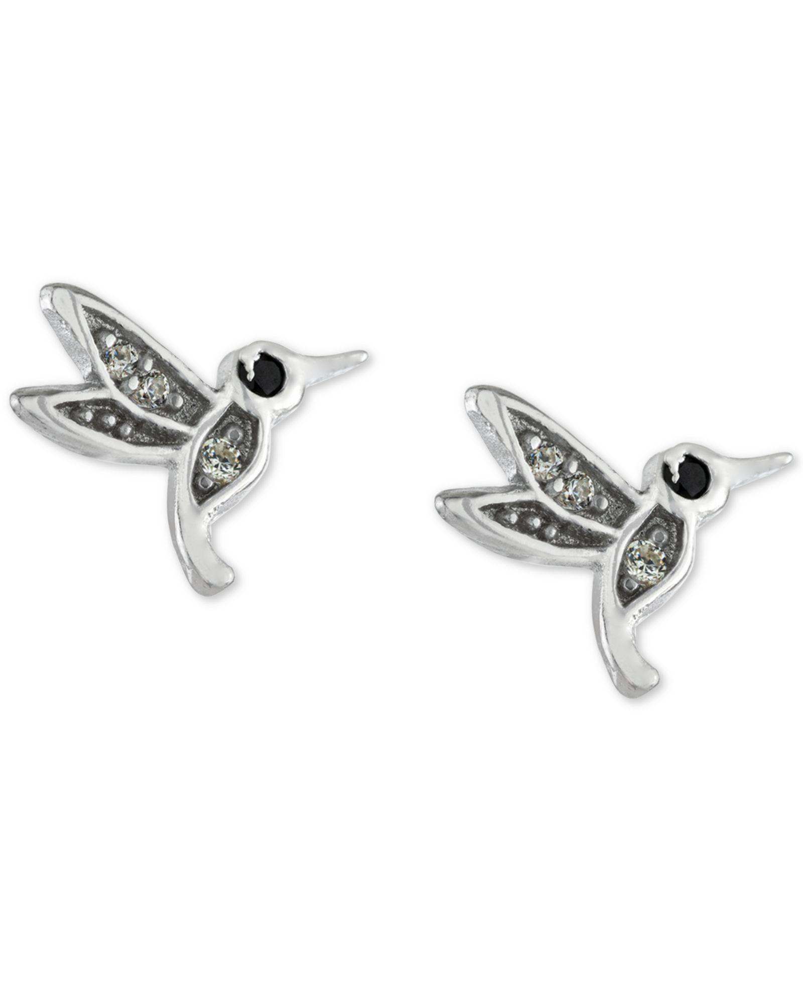 Mixed Color Pavé Small Bird Stud Earrings in Sterling Silver, Macy's Exclusive