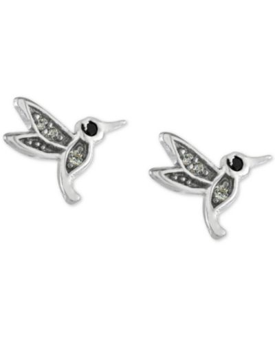 Серьги-гвоздики Mixed Color Pavé Small Bird из стерлингового серебра