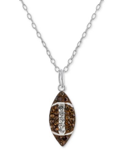 Подвеска-кулон Crystal Brown & White Football 18" из стерлингового серебра