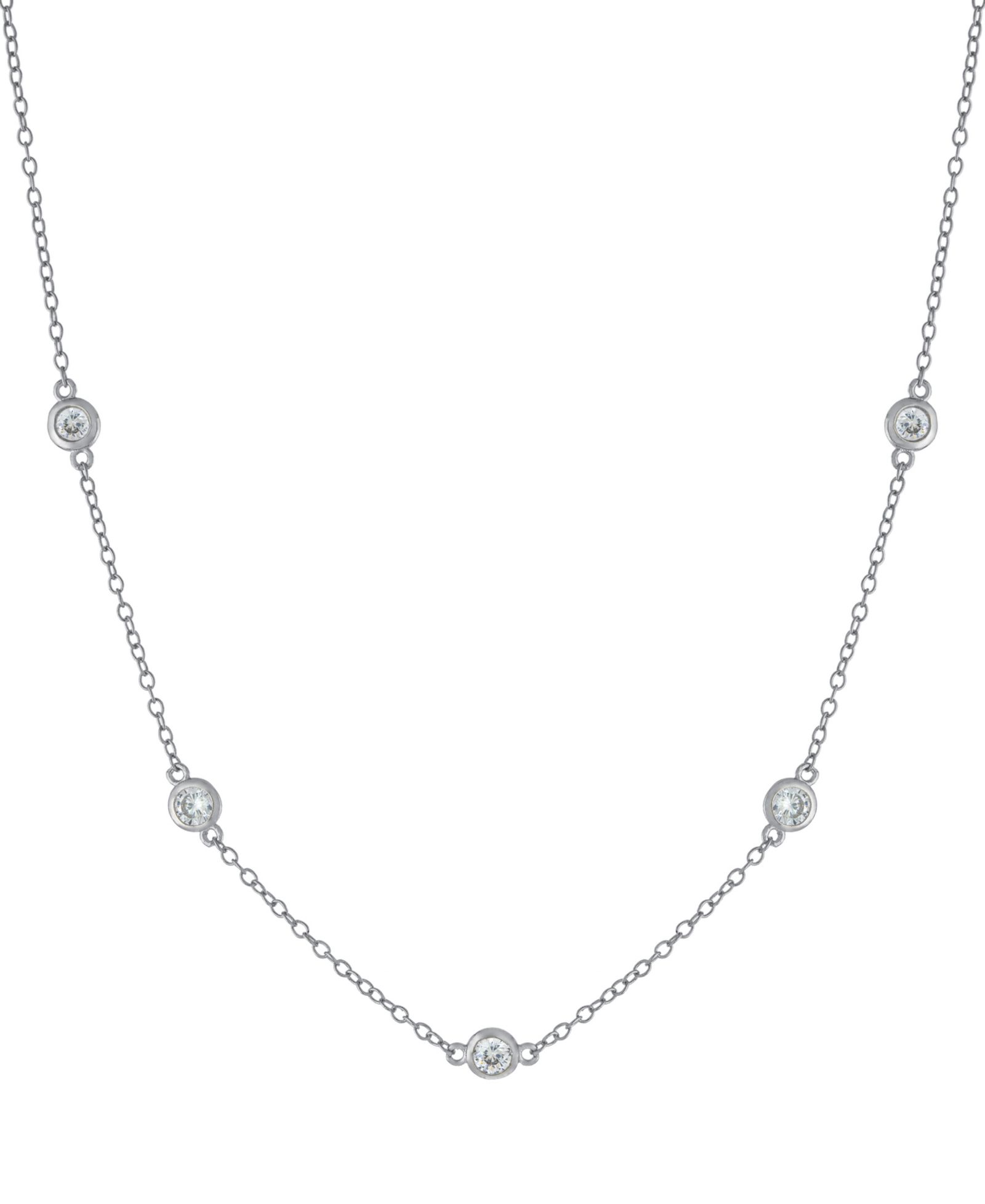 Колье из серебра с кубическим цирконием, 16" + 2" extender