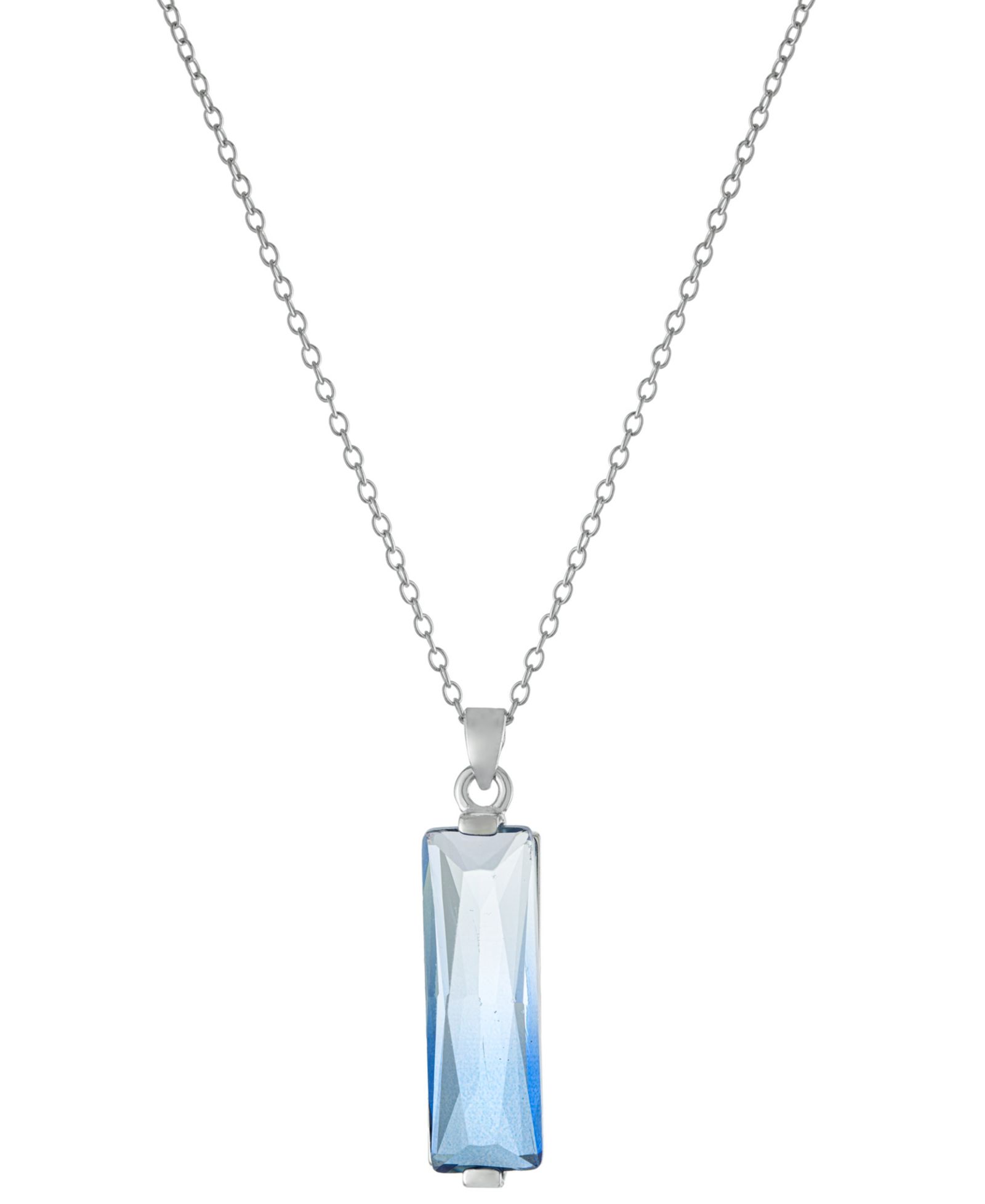 Ombré Crystal Rectangle Pendant Necklace из стерлингового серебра, 16" + 2" extender