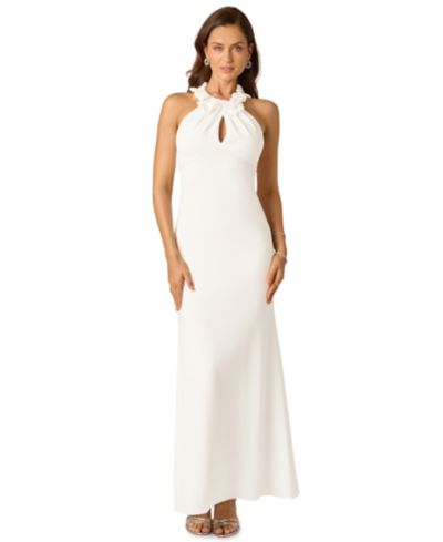 Adrianna Papell Women's Rosette Halter Crepe Gown