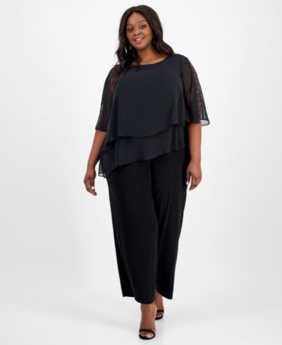 Комбинезон SL Fashions Plus Size с отделкой Tier-Cape