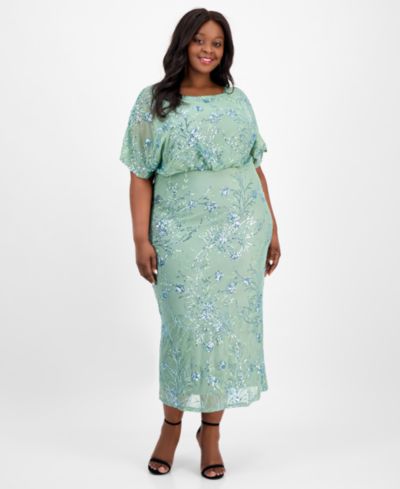 Женское вечернее платье SL Fashions Plus Size Round-Neck Blouson Sequin