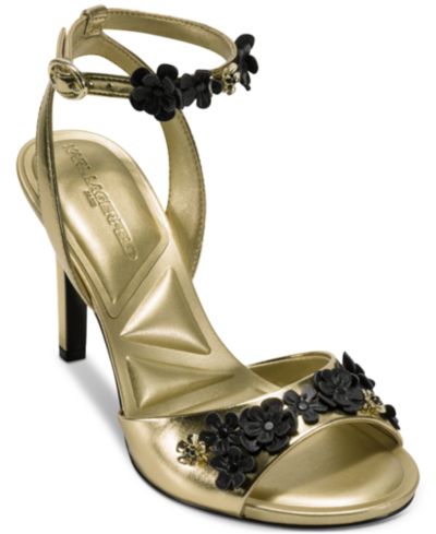 KARL LAGERFELD PARIS Women's Kallie Peep Toe Sandals