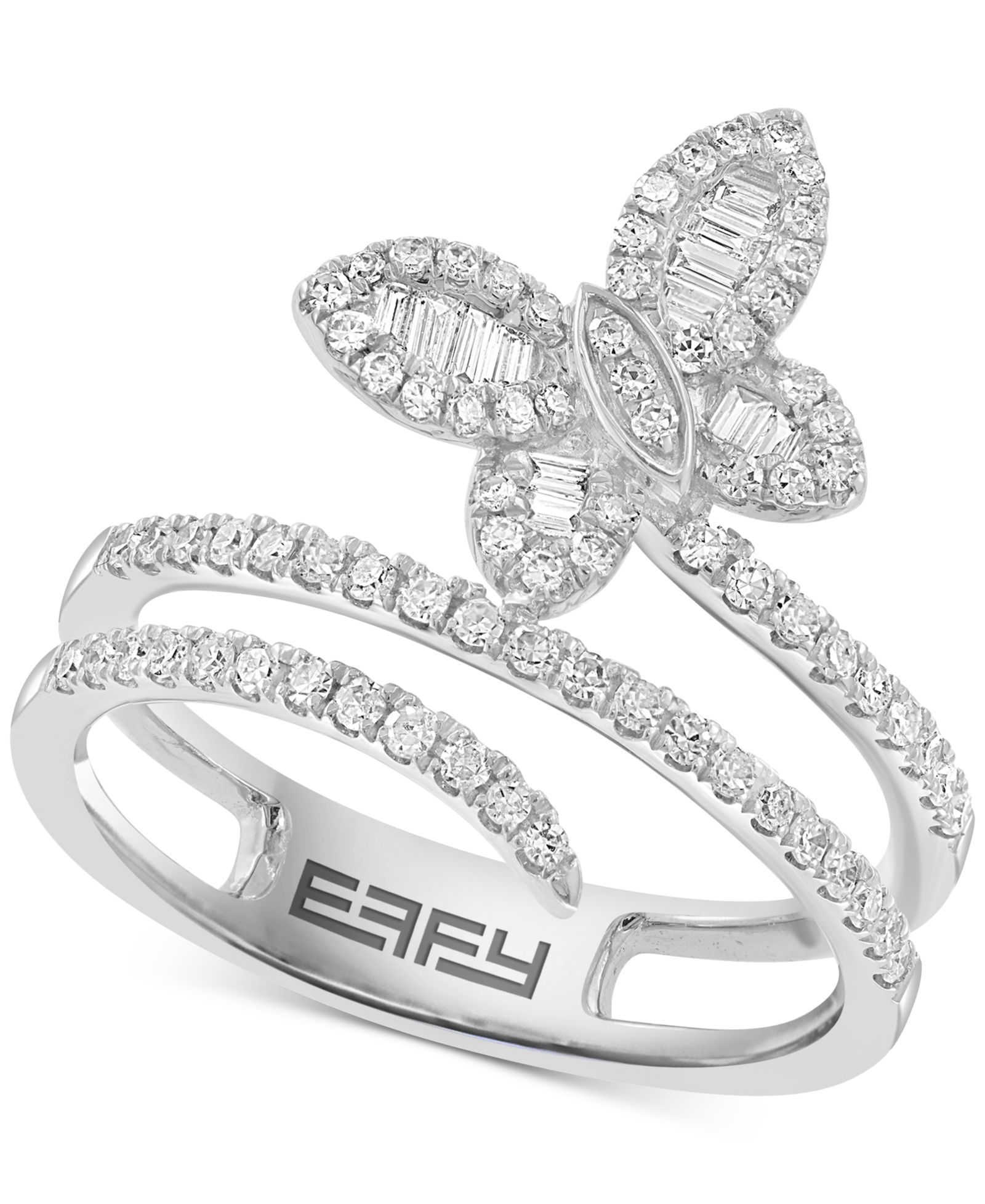 Кольцо EFFY® Diamond Round & Baguette Butterfly Wrap в 14k White Gold (3/8 ct. t.w.)