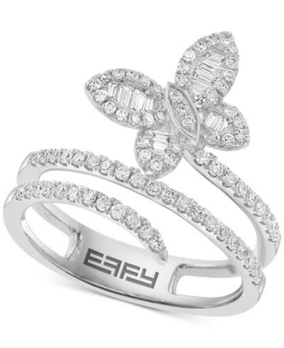 Кольцо EFFY® Diamond Round & Baguette Butterfly Wrap в 14k White Gold (3/8 ct. t.w.)