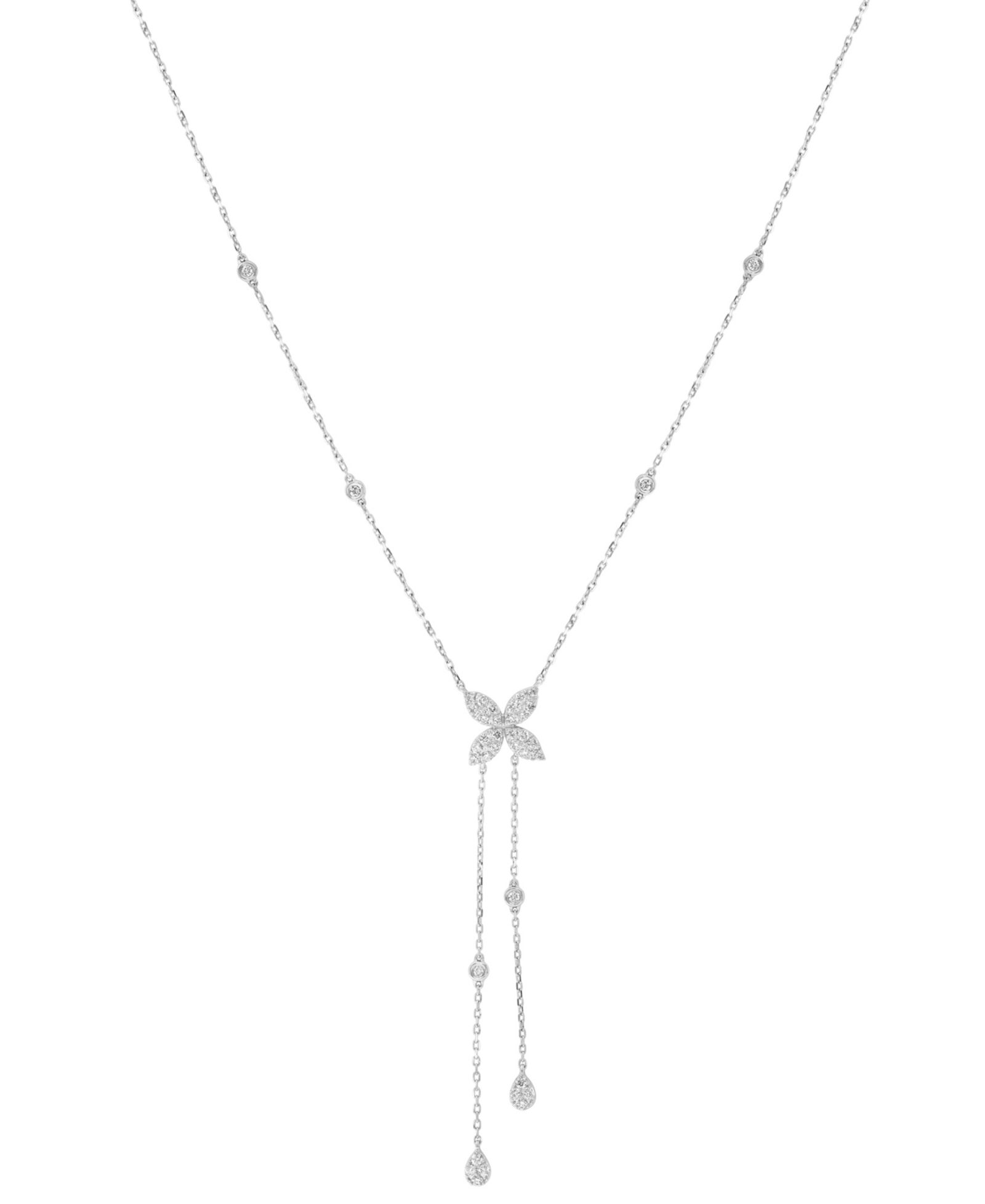 Ожерелье-лариат EFFY® Diamond Flower 18" (3/4 ct. t.w.) в белом золоте 14k