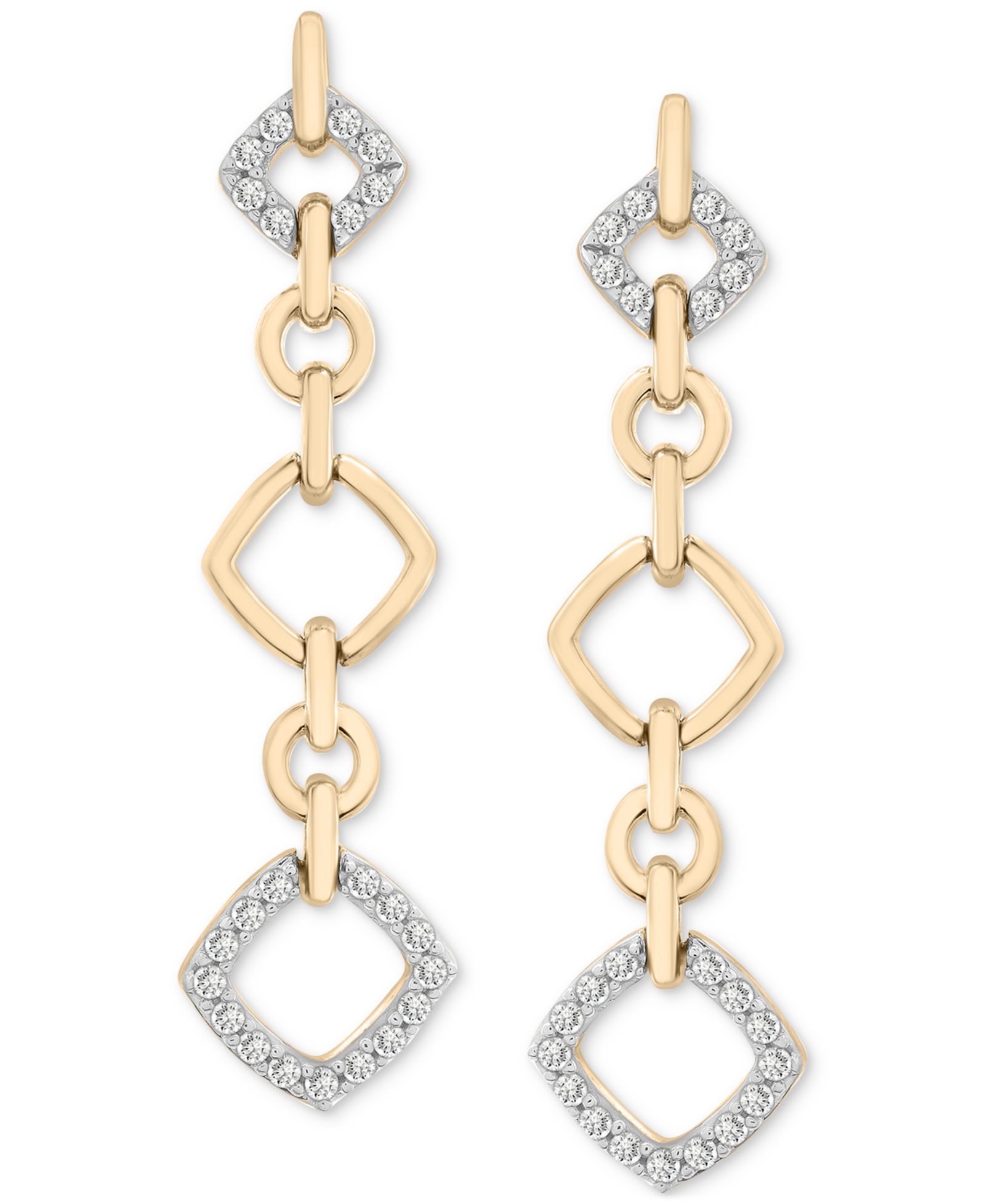 Серьги Wrapped in Love Diamond Drop Rhombus в желтом золоте 14k