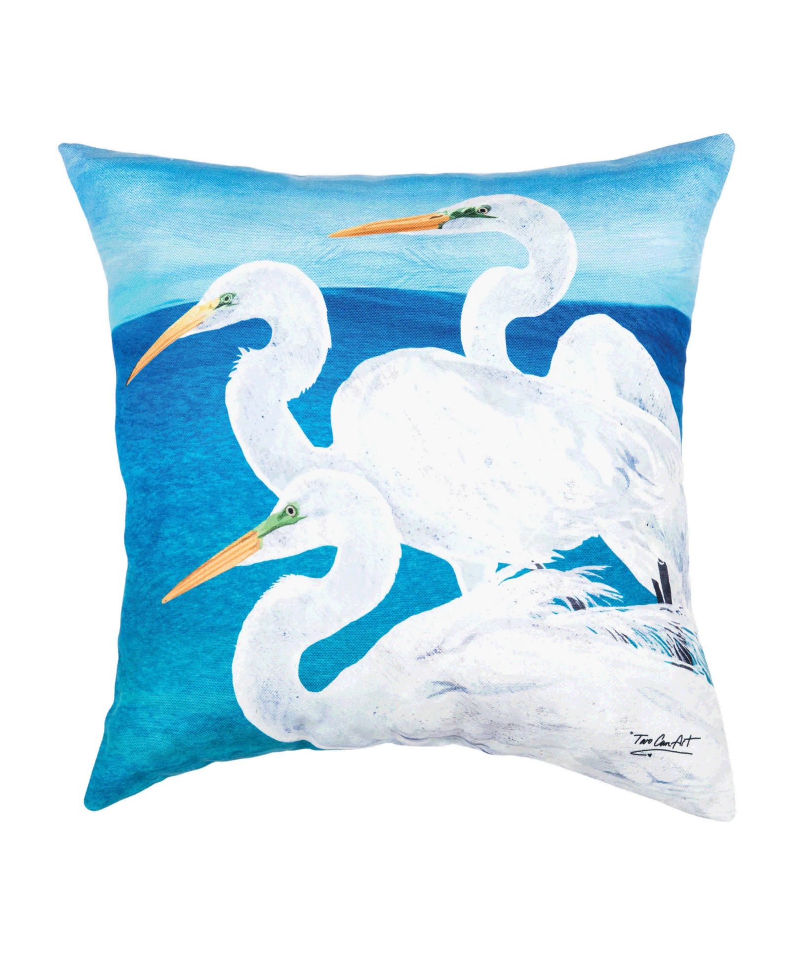 Egret Trio Throw Indoor/Outdoor Accent Throw Pillow 18" x 18"