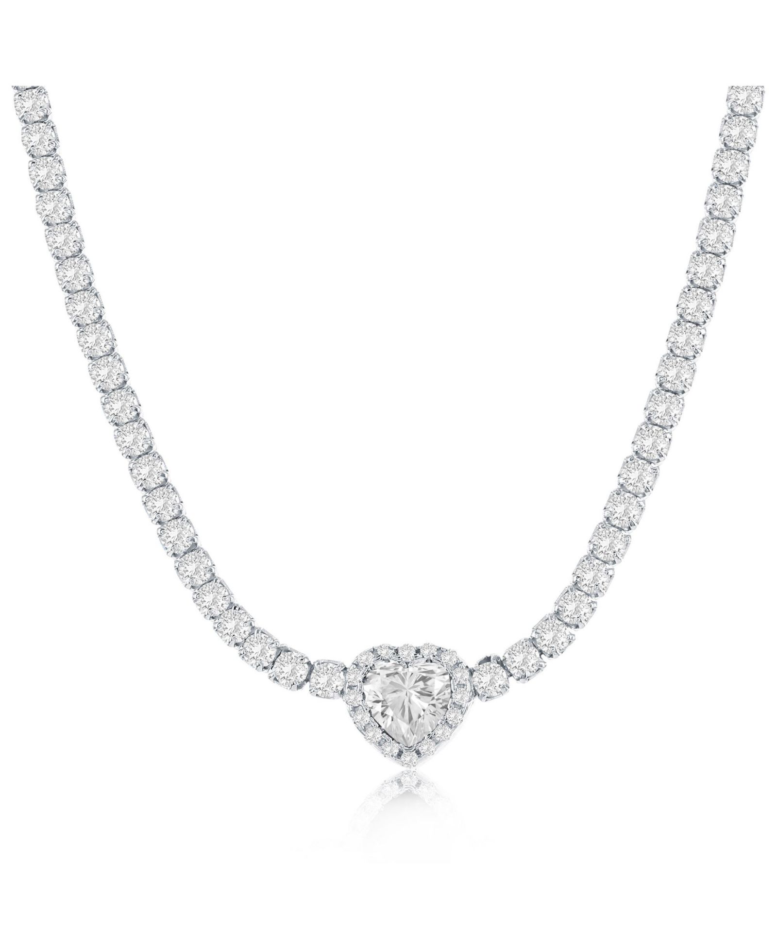 Ожерелье Sterling Heart CZ Tennis
