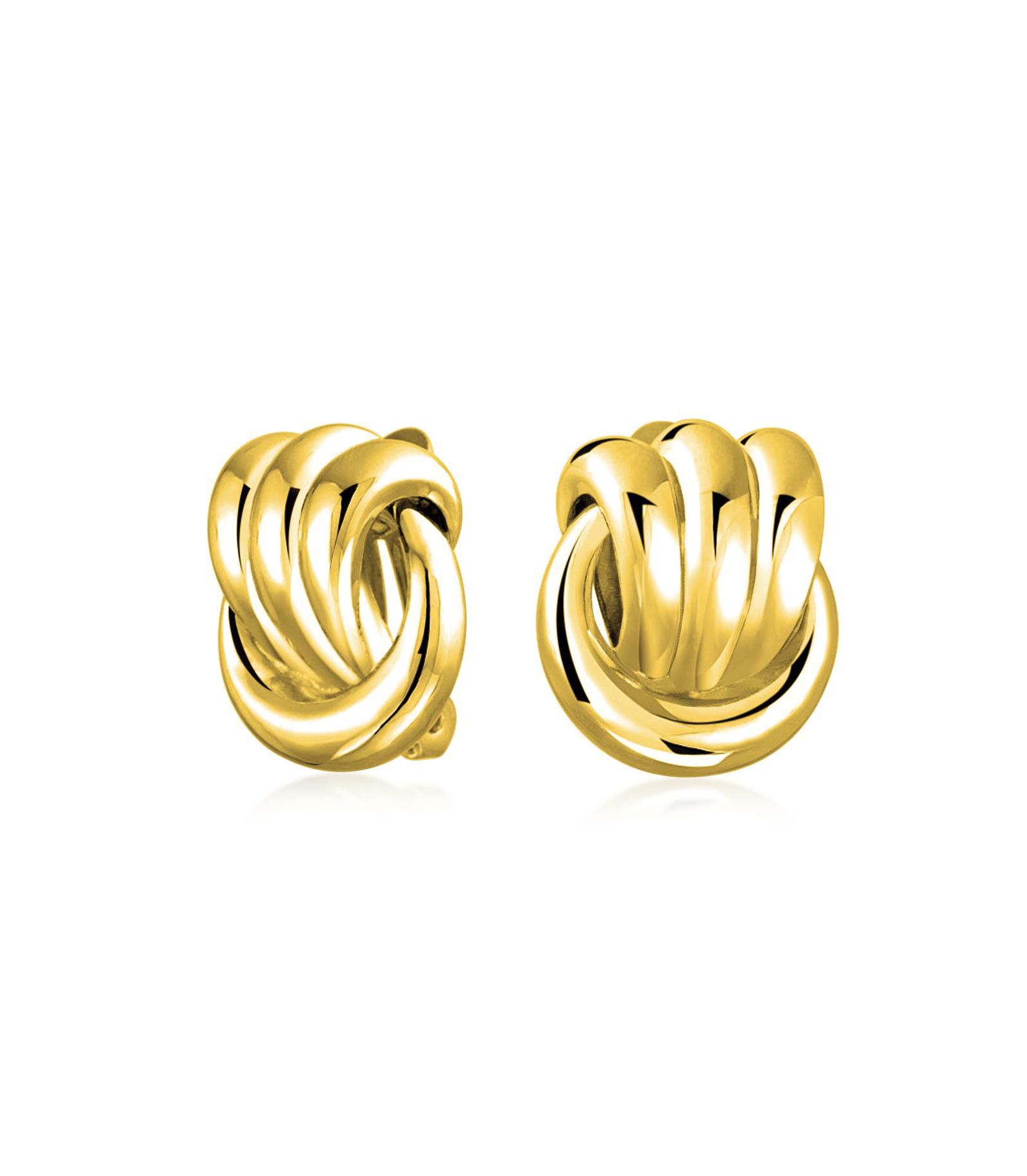 Bling Jewelry Classic Rope Cable Knot Door-Knocker Style Clip On Earrings Gold Plated