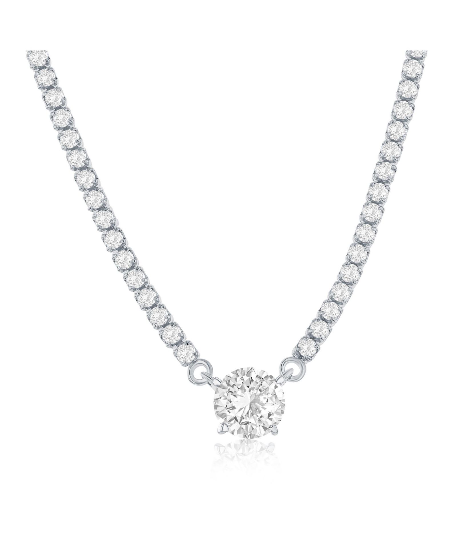 Ожерелье Simona Sterling, Round CZ, Tennis Necklace