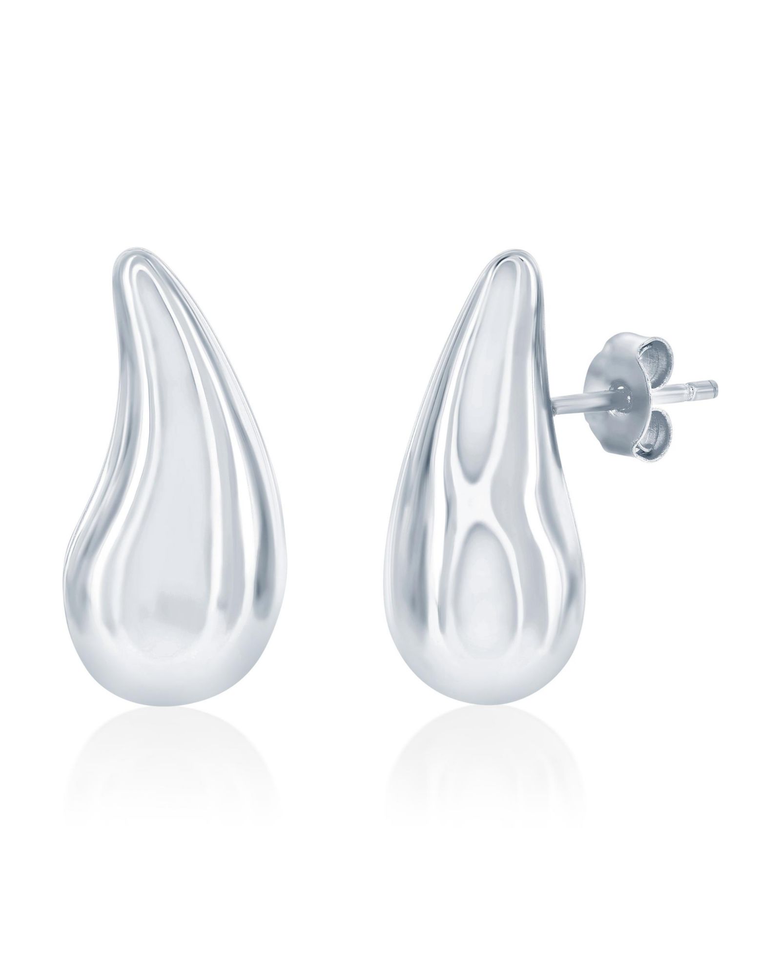 Серьги Simona Sterling Polished Curved Puffed Teardrop