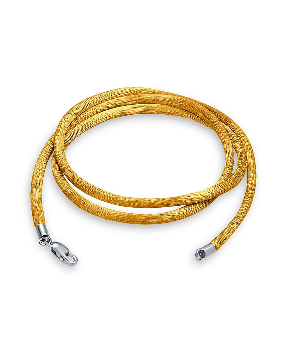 Золотистое ожерелье Bling Jewelry с шелковым шнуром и серебряной застежкой